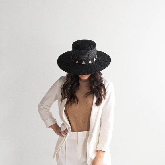 GIGI PIP Black Hat with Tan Details- NWOT main image 2